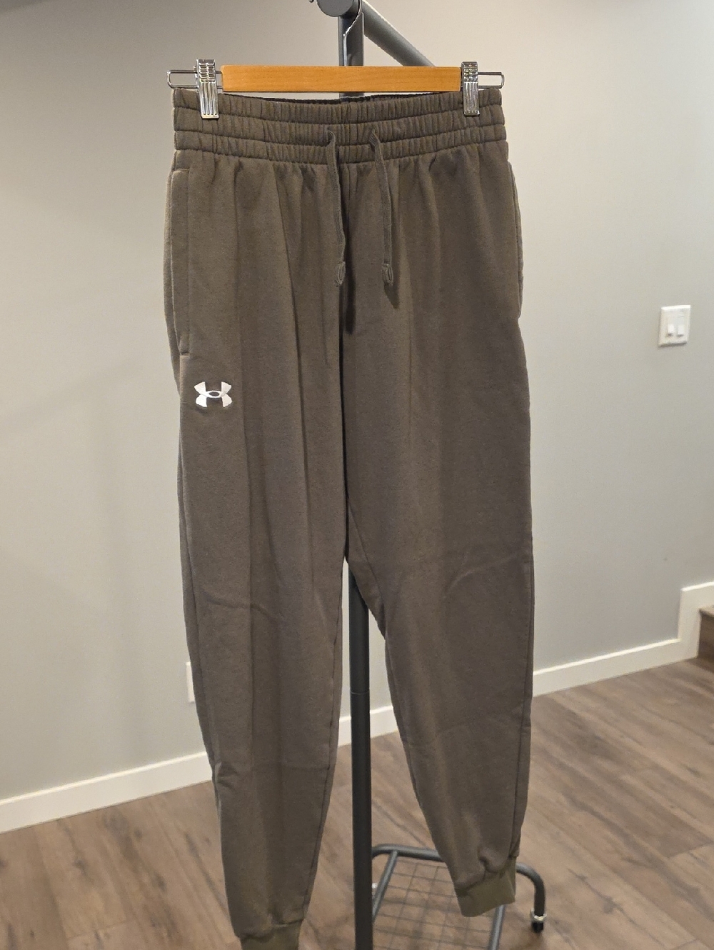Under Armour Men's Olive Joggers with White Logo